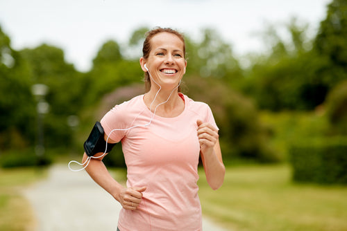 smiling woman running